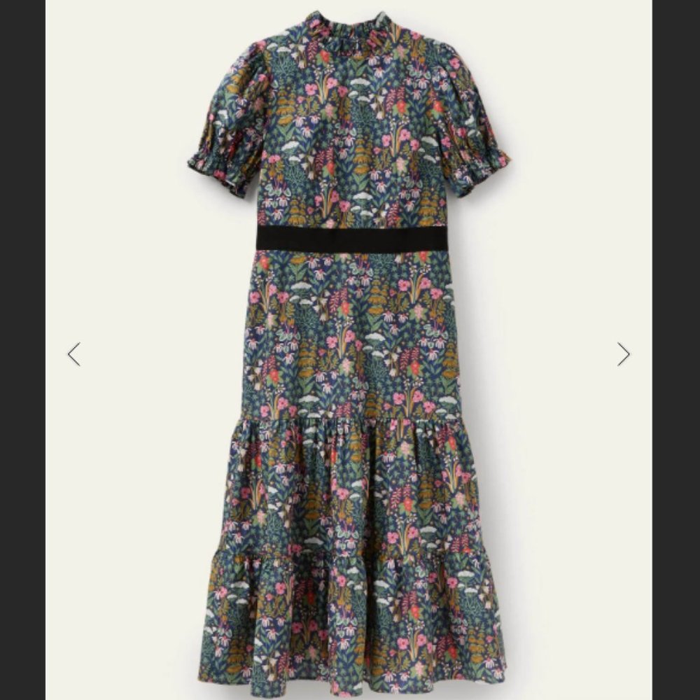 Boden Frill Neck Tiered Midi Dress